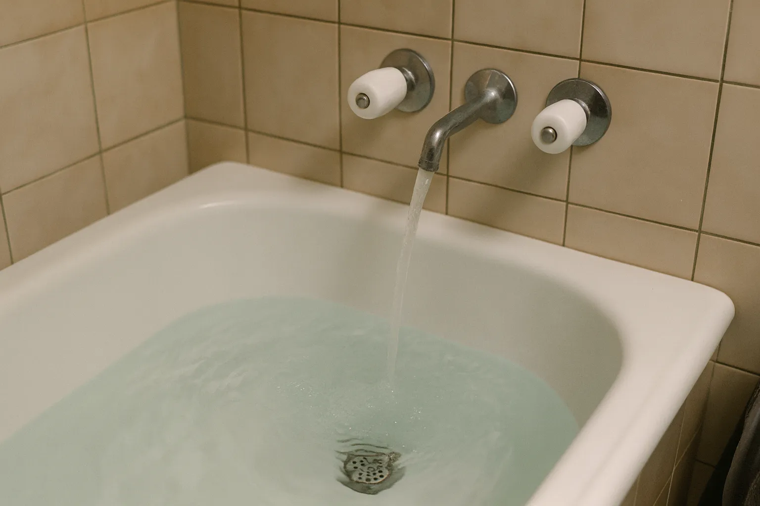 욕조에서 편안하게 명상하는 모습